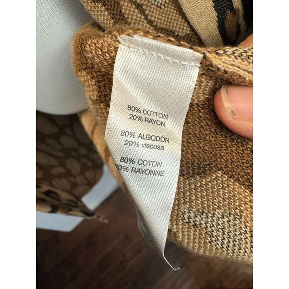 Chico's Leopard Print Long Cardigan Sweater Duster Pockets Front Knit Sz 0 Small - Picture 11 of 11